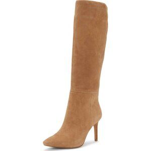 Women's Sandy Brown Rubber Arendie Knee-high Suede Side Zipper Boots